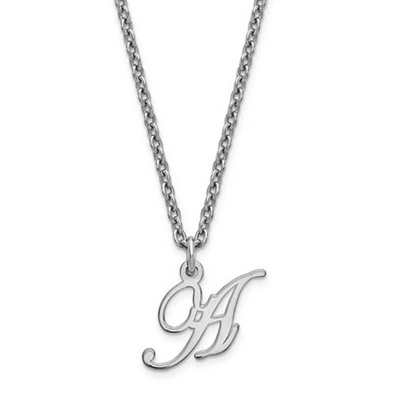 Script Initial Letter Pendant in Sterling Silver