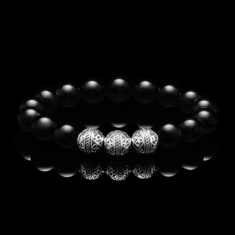 Classic Silver Obsidian Bracelet