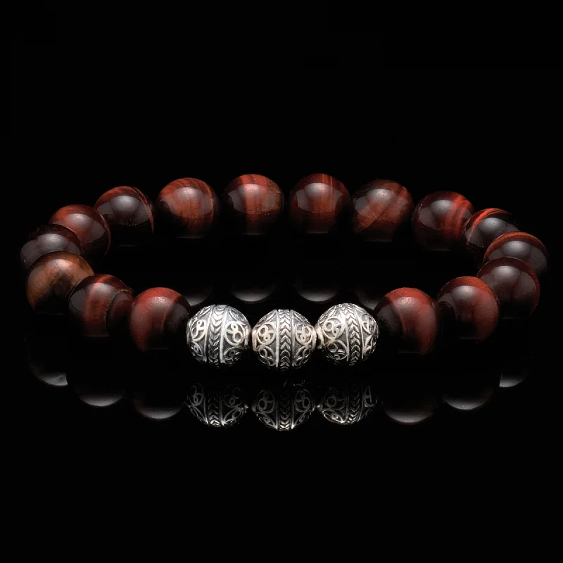 SILVER CLASSIC RED TIGER EYE BRACELET