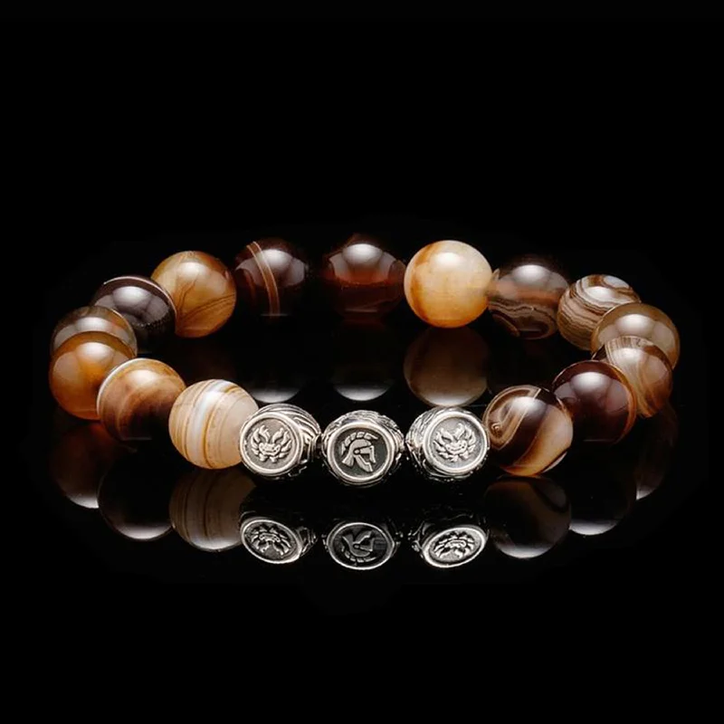 SILVER DRAGORSE BROWN AGATE BRACELET