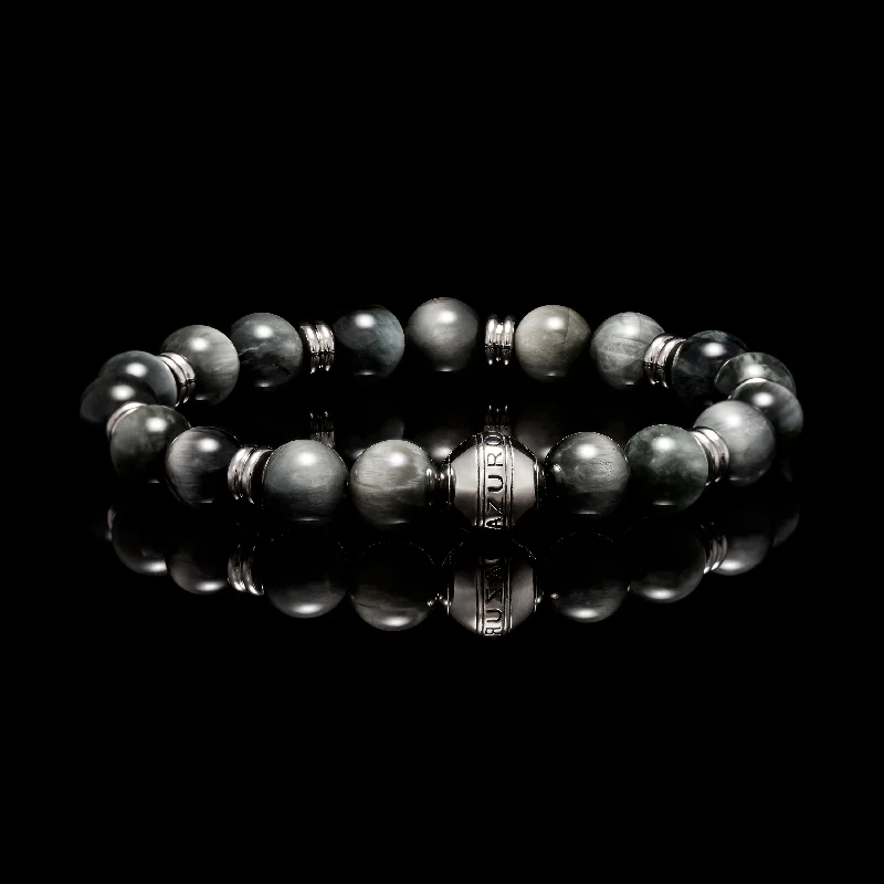 Silver Hawk Eye Chakra Bracelet