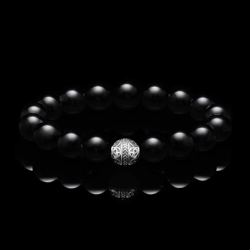 The Odin | Silver bead obsidian bracelet