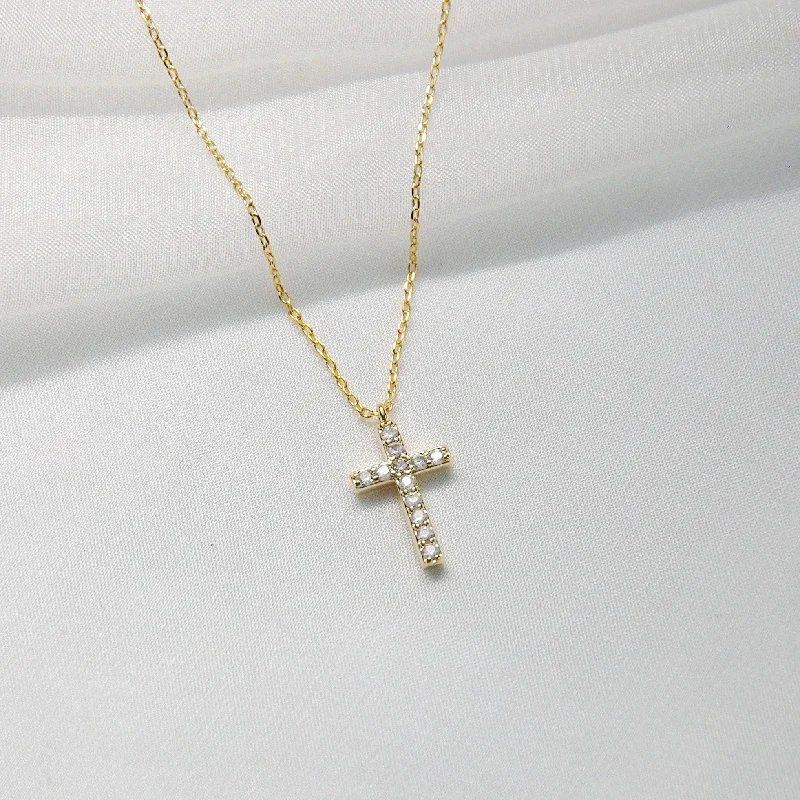 Square CZ Stone Cross Necklace