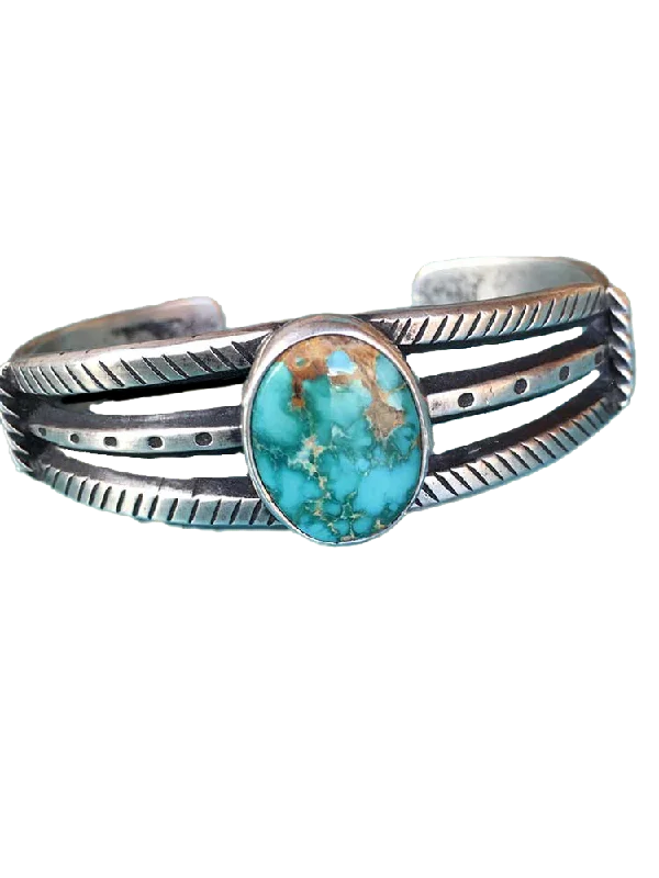 3-Band Cuff w Oval Turquoise Stone