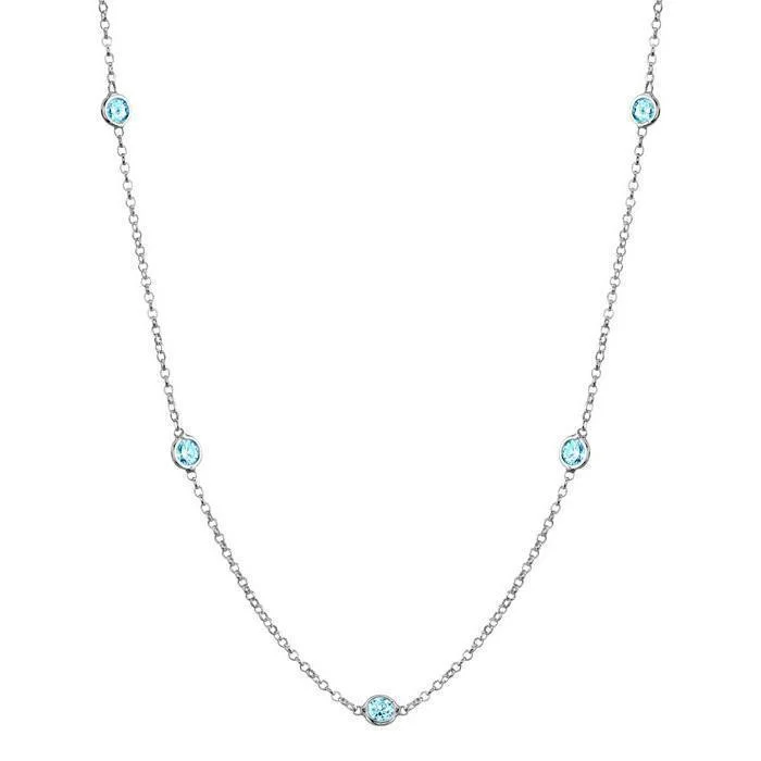 Aquamarine Station Necklace