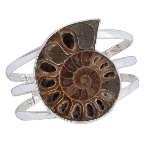 Sterling Silver Ammonite Multi-Band Cuff