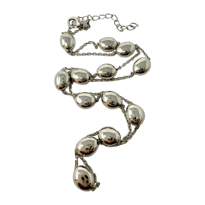 Sterling Silver Bean Station Necklace