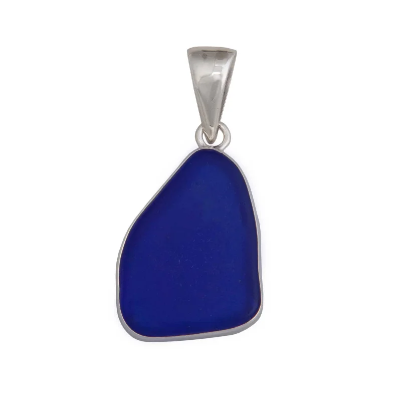 Sterling Silver Cobalt Blue Recycled Glass Pendant