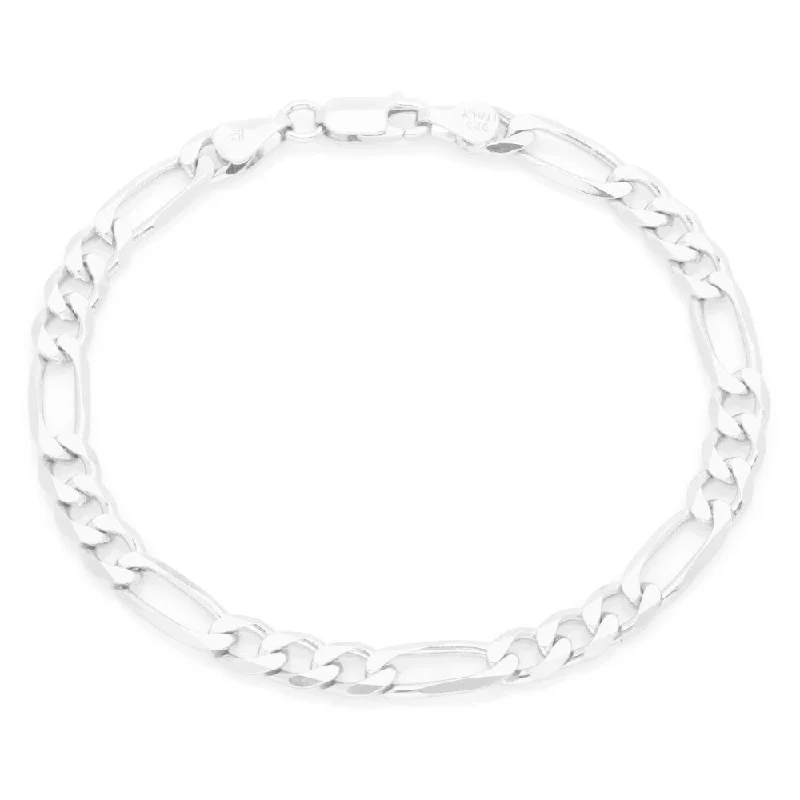 Sterling Silver Italian 5 mm Diamond-cut Figaro Bracelet (8 Inch)