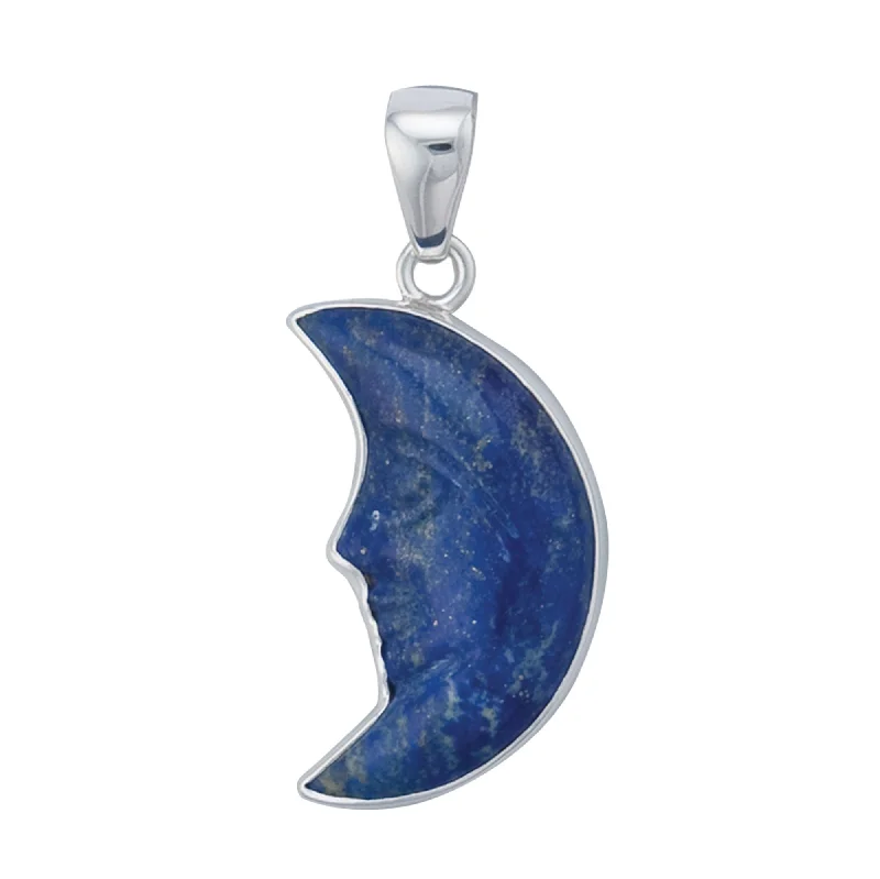 Sterling Silver Lapis Lazuli Crescent Moon Pendant