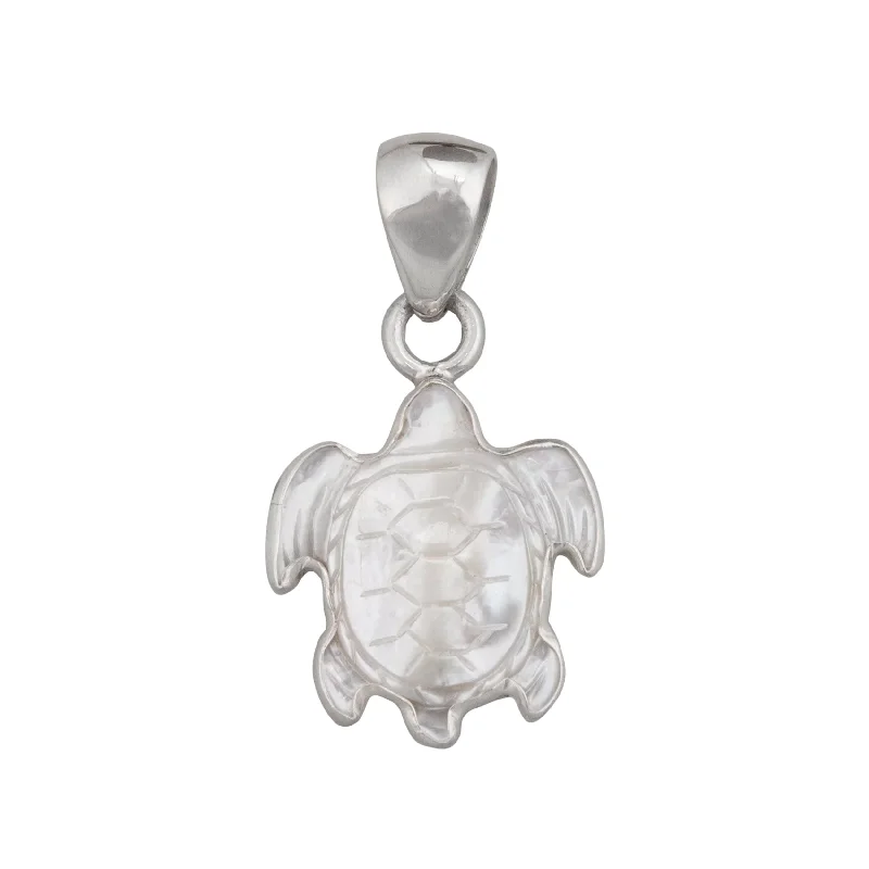 Sterling Silver Mother of Pearl Sea Turtle Pendant