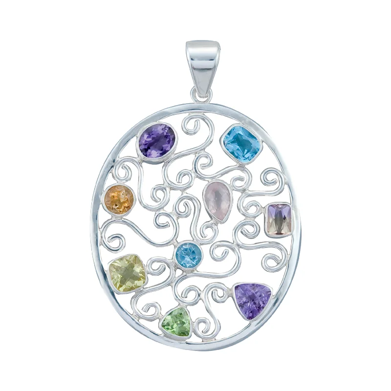 Sterling Silver Multi-Gemstone Pendant