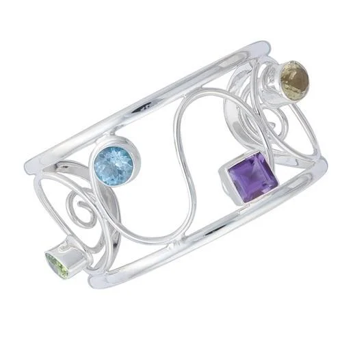 Sterling Silver Multi-Gemstone Cuff