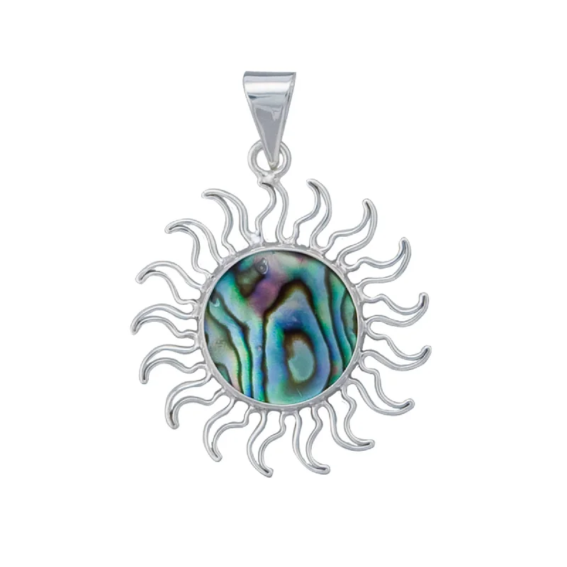 Sterling Silver Natural Abalone Sun Pendant