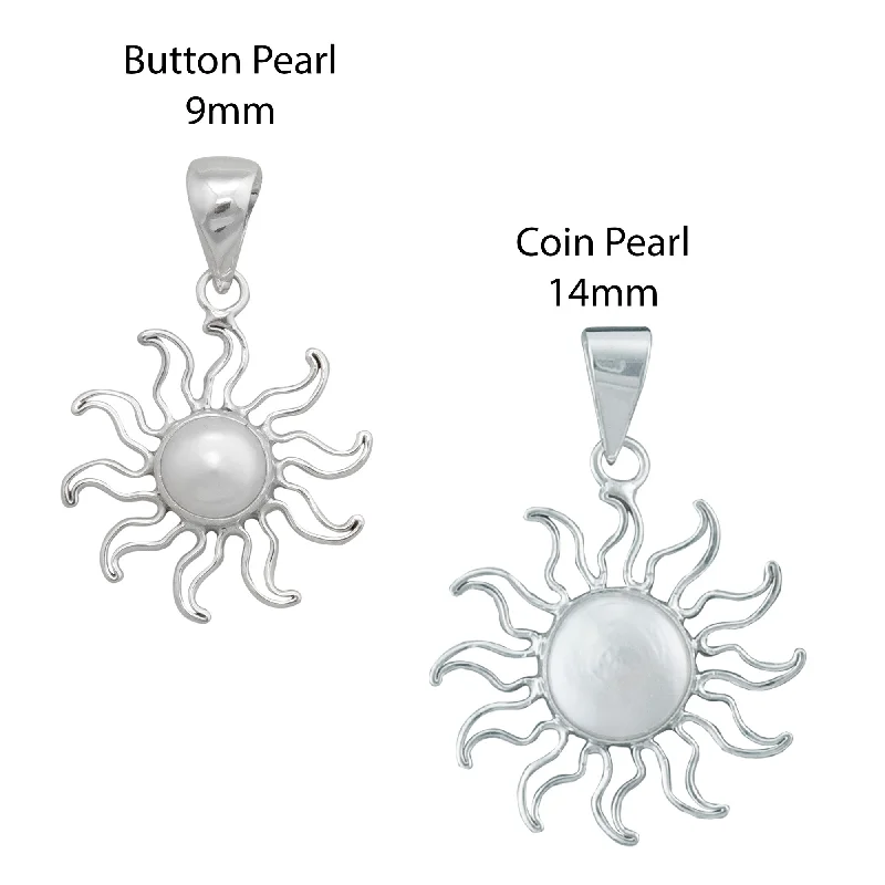 Sterling Silver Pearl Sun Pendant