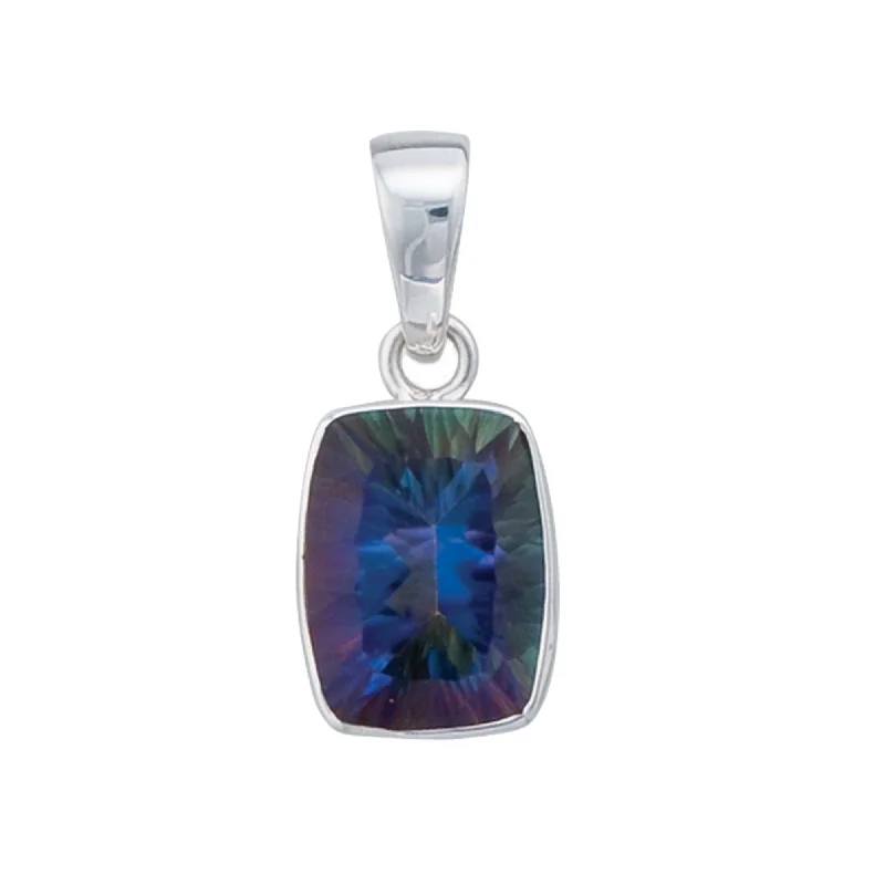 Sterling Silver Rectangle Mystic Quartz Pendant