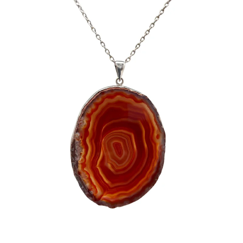 Sterling Silver Rust Agate Slice Pendant