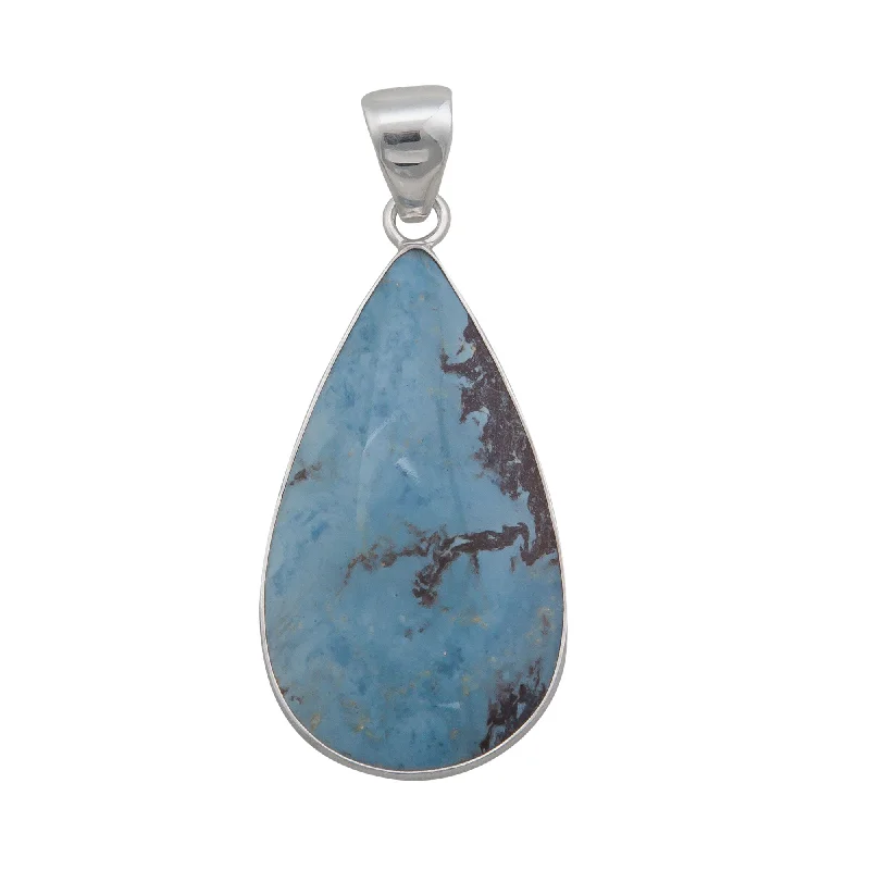 Sterling Silver Teardrop Aztec Lapis Pendant