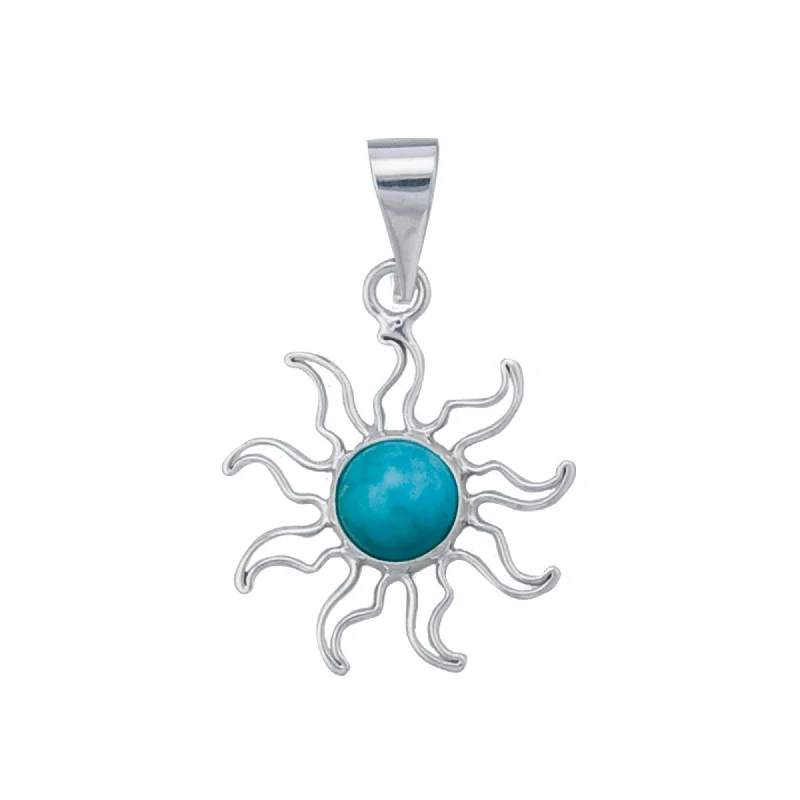 Sterling Silver Turquoise Sun Pendant