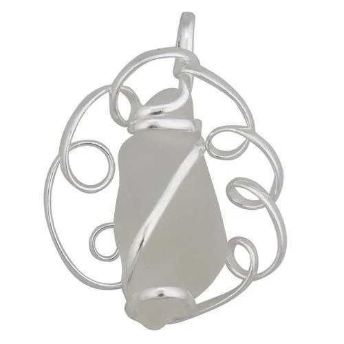 White Pompano Beach Glass Freeform Pendant