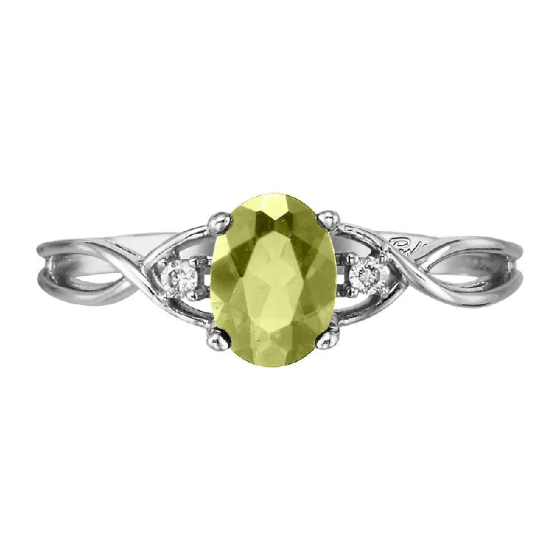 14K White Gold Peridot/Diamond Ring