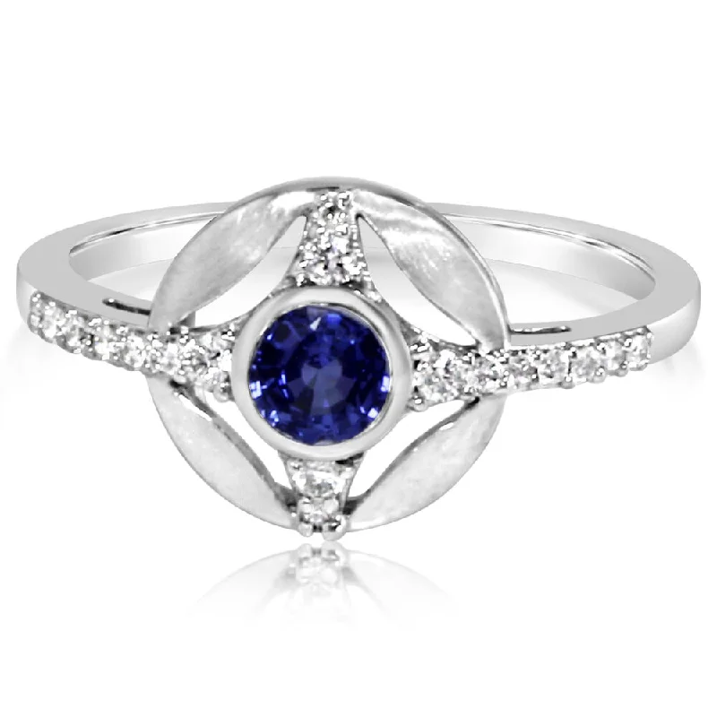 14K White Gold Sapphire/Diamond Ring