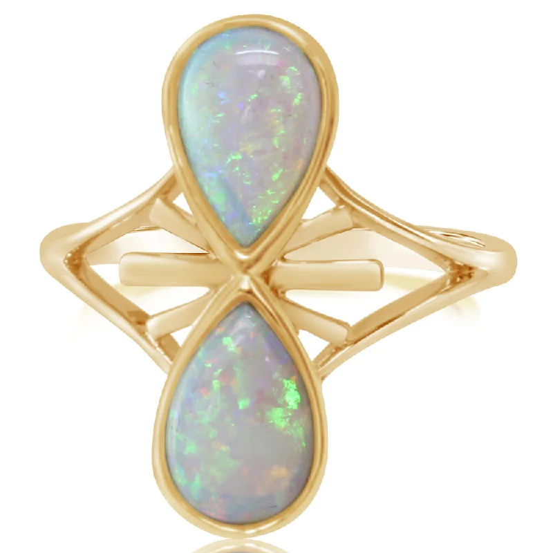 14K Yellow Gold Australian Opal Ring