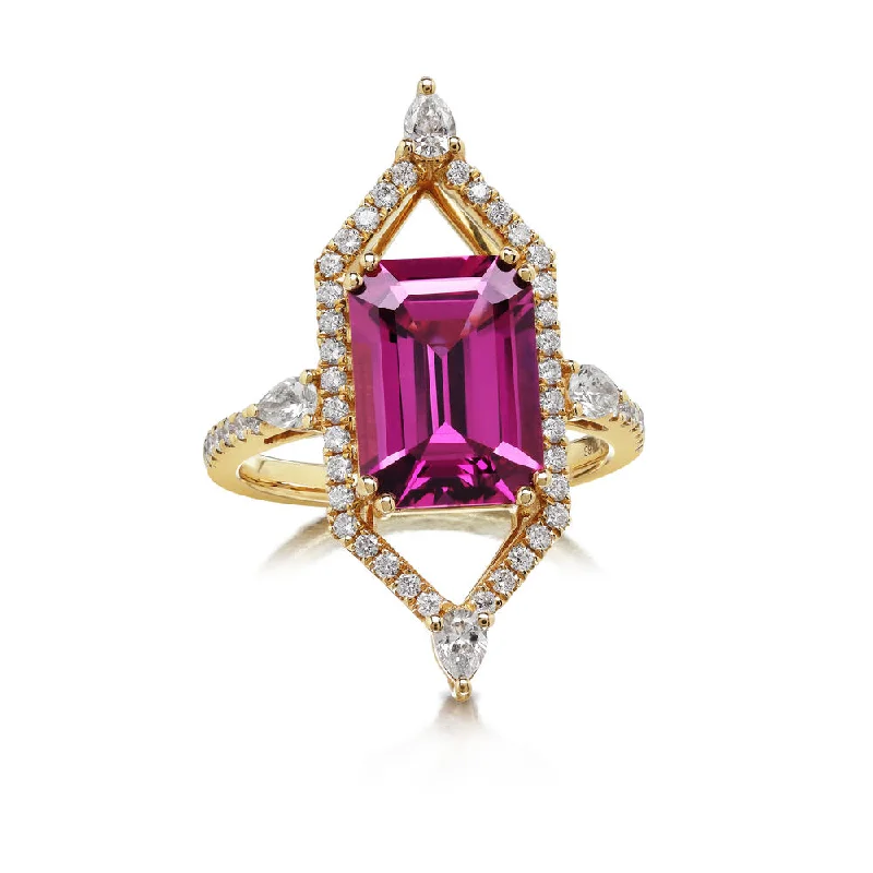 14K Yellow Gold Purple Garnet/Diamond Ring