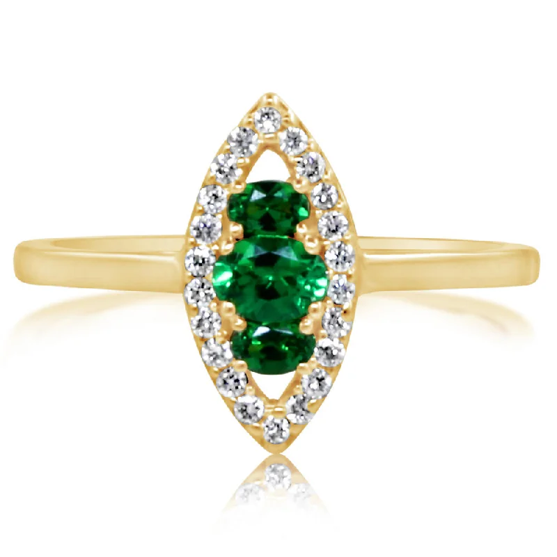 14K Yellow Gold Tsavorite/Diamond Ring