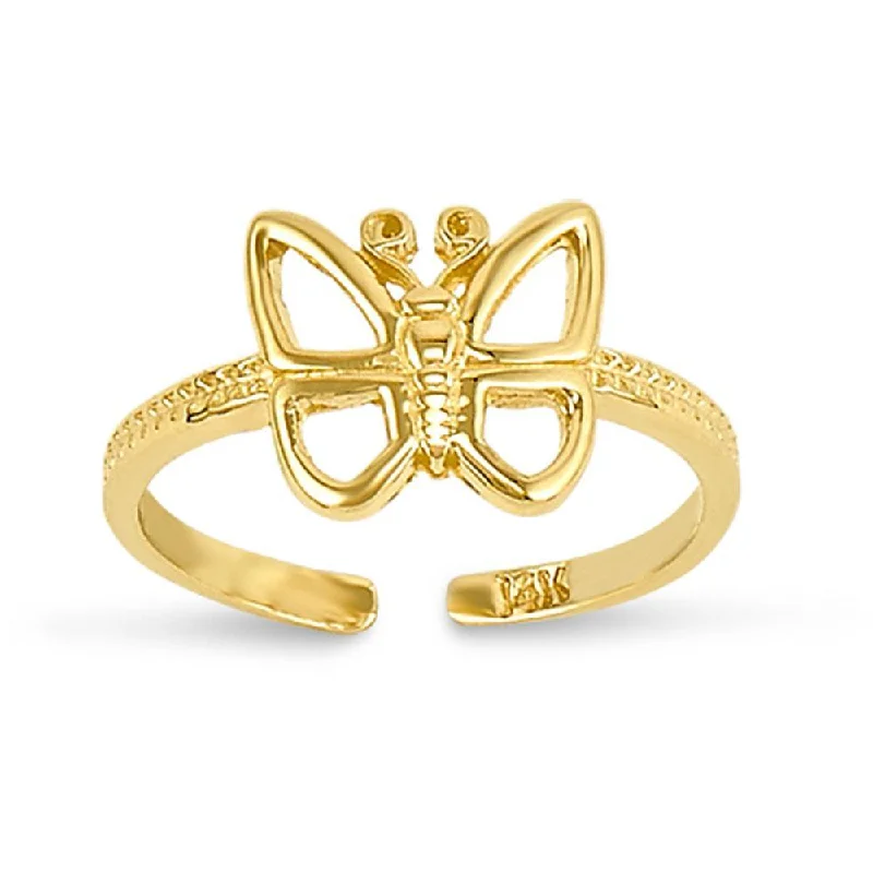 14 KARAT YELLOW GOLD BUTTERFLY TOE RING