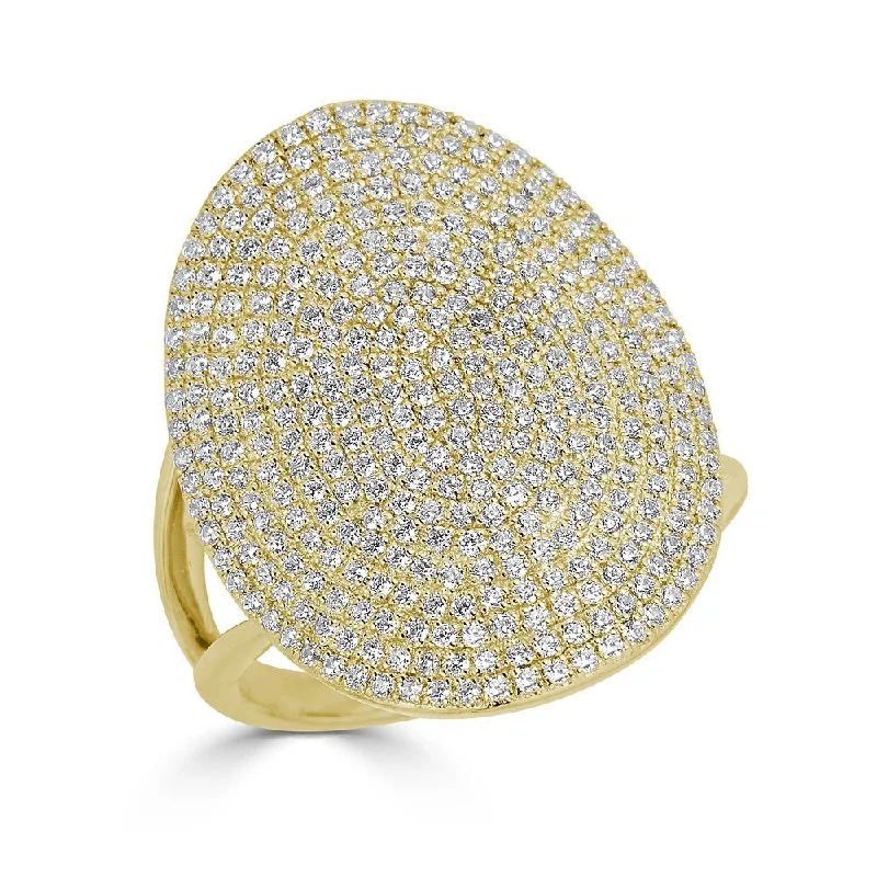 EMILIQUE 14KT GOLD 1.00 CTW DIAMOND PAVE OVAL RING