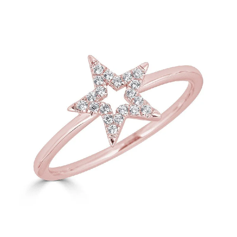 EMILIQUE 14KT GOLD 1/10 CTW DIAMOND OPEN STAR RING