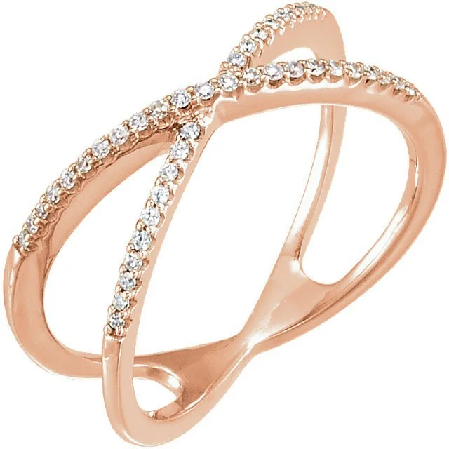 14KT GOLD 1/6 CTW DIAMOND CRISS-CROSS RING