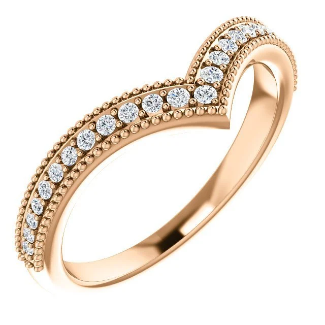 14KT Gold 1/6 CTW Diamond Stackable "V" Ring