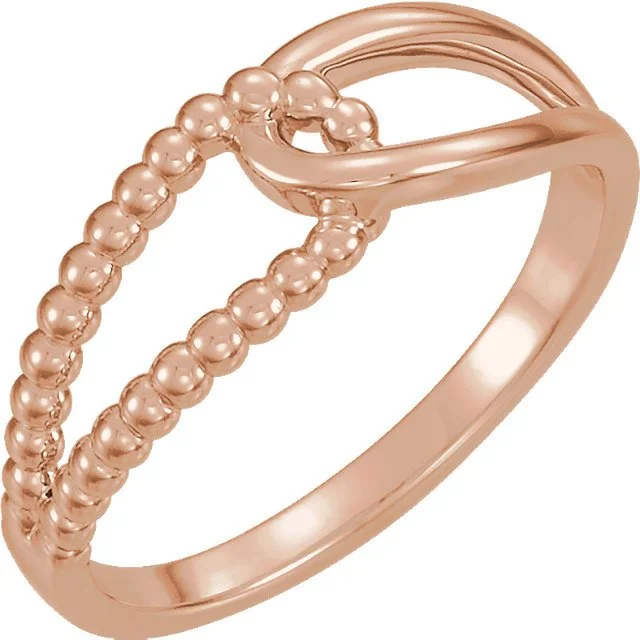 14KT Gold Interlocking Beaded Stackable Ring