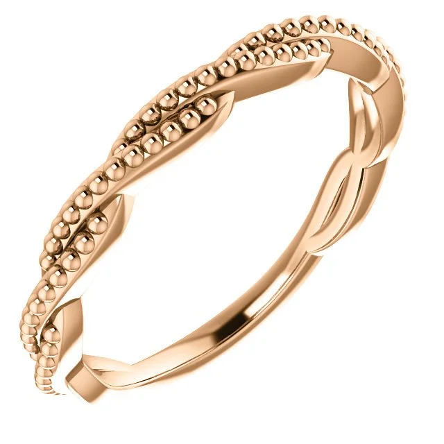 14KT Gold Stackable Beaded Twist Ring