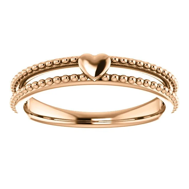 14KT Gold Stackable Milgrain Heart Ring