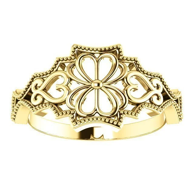 14KT GOLD VINTAGE INSPIRED FILIGREE RING