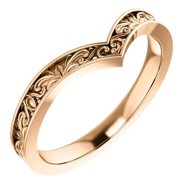 14KT GOLD VINTAGE INSPIRED "V" RING