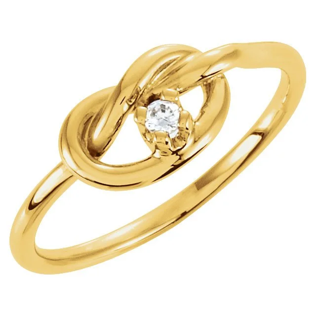 14KT YELLOW GOLD ROUND DIAMOND KNOT PROMISE RING