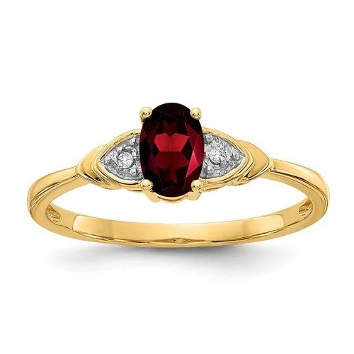 14KT TWO-TONE 3 STONE DIAMOND AND GARNET RING