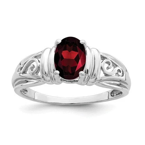 14KT WHITE GOLD 1.00 CT OVAL GARNET RING