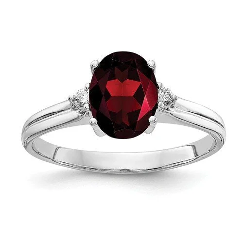 14KT WHITE GOLD 1.25 CT GARNET & .04 CTW DIAMOND RING