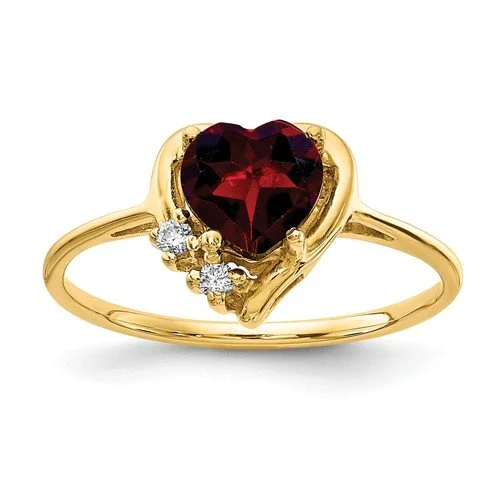 14KT YELLOW GOLD GARNET & DIAMOND RING