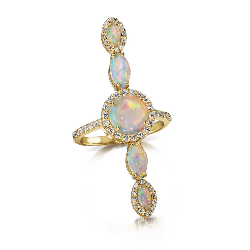 18K Yellow Gold Australian Opal/Diamond Ring