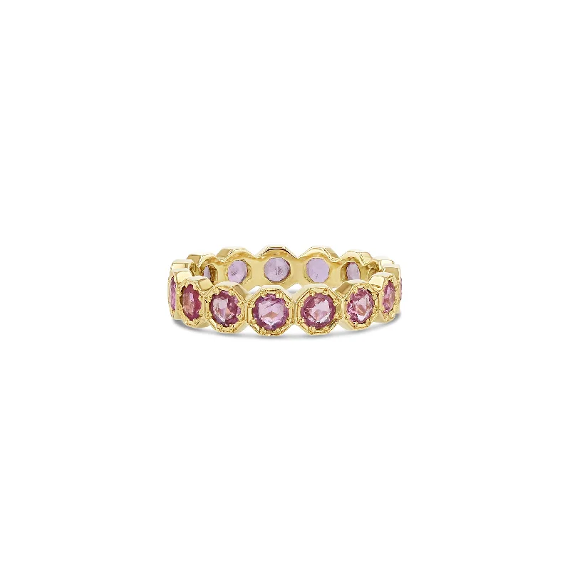 3mm Crown Bezel Pink Sapphire Eternity Ring