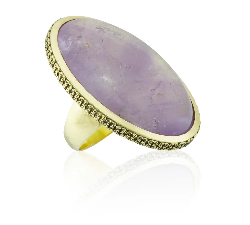 Amethyst Bezel-Set Gold Ring