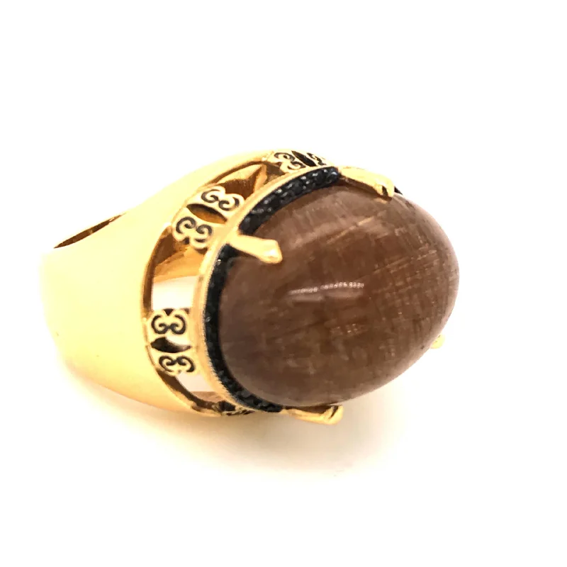 Cabochon Rutilated Quartz Cocktail Ring