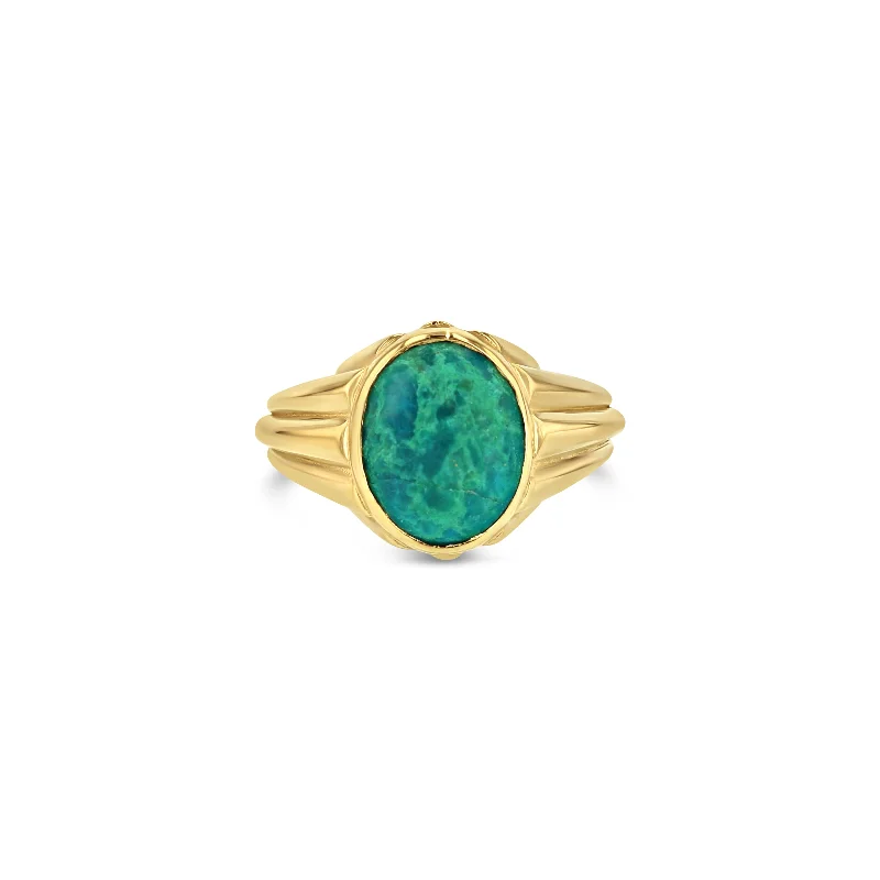 Chrysocolla Column Ring - Vertical