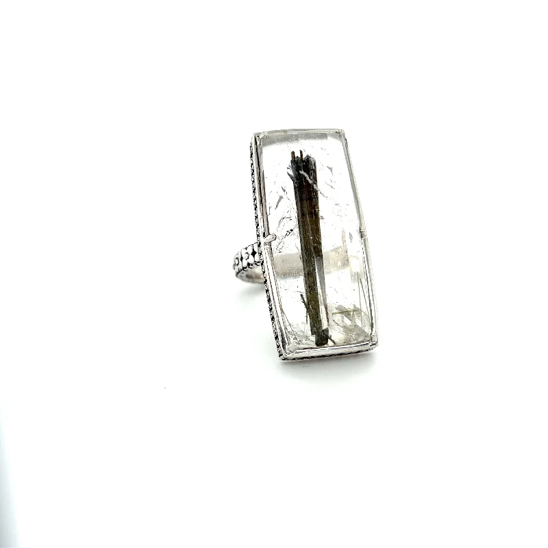 One-of-a-kind Quartz Black Stripe Cocktail Ring II